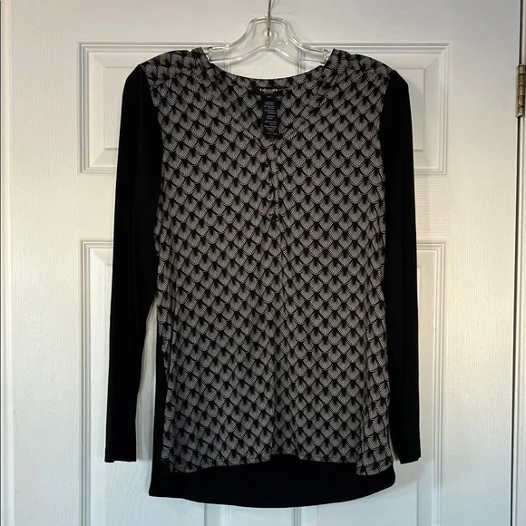 Olsen Europe Black and Gray Long Sleeve Top - Picture 1 of 4